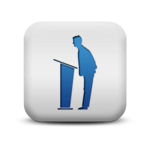 117759 matte blue and white square icon people things people speaker sc44 My Work