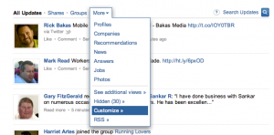 Customising LinkedIn Updates bar Customising LinkedIn Updates bar