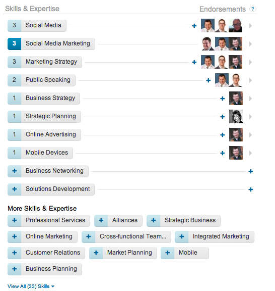 Skills and endorsements Skills and endorsements