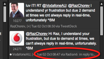 Twitter conversation with @VodafoneAu Twitter conversation with @VodafoneAu